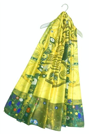Foulard en soie à imprimé arbre de vie Klimt - Marron 1