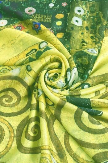 Foulard en soie à imprimé arbre de vie Klimt - Marron 2