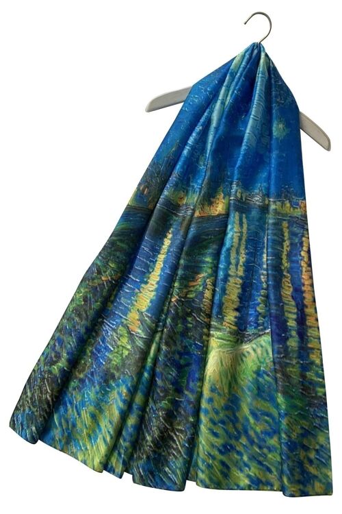 Van Gogh Post Imressionism Starry Night Over The Rhone Painting Print Art Silk Scarf 3723 - Multi