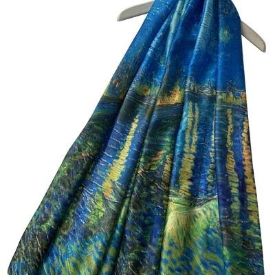 Van Gogh Post Imressionism Starry Night Over The Rhone Painting Print Art Silk Scarf 3723 - Multi