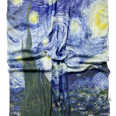 Schal mit Van-Gogh-Sternennacht-Print – Blau