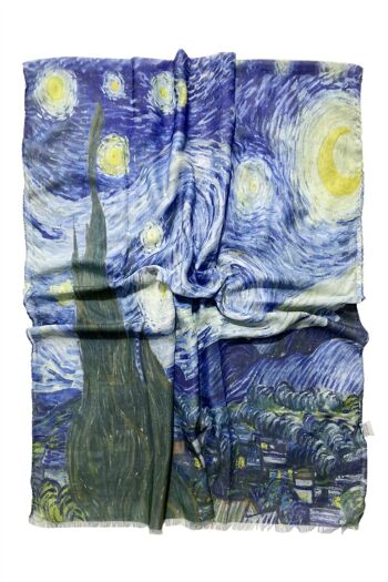 Écharpe à imprimé nuit étoilée Van Gogh - Bleu 1