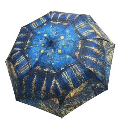Van Gogh Starry Night Over The Rhone Print Umbrella (Short) - Black