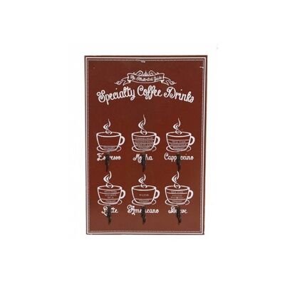 Wooden key holder with 6 metal slots in red color.  Dimension: 20x30cm