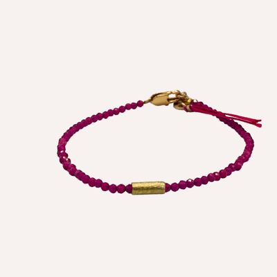 Eclipse hammered bar bracelet Pink spinel