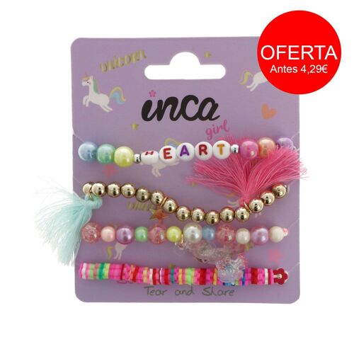 Set 4 Pulseras Elásticas Infantiles - Amistad - Multicolor