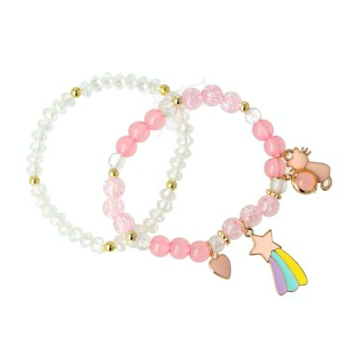 Set of 2 Children's Elastic Bracelets - Balls - Pink