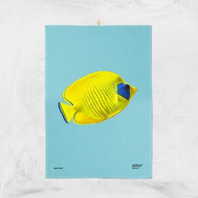 Strofinaccio, pesce, 100% cotone, modello Yellow Fish