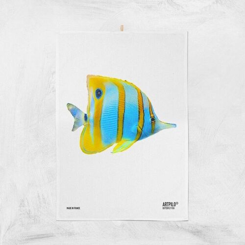 Torchon, poisson, 100% coton, modèle Butterfly fish