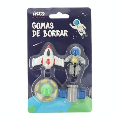 Set 4 Gommes - Formes Spatiales - Fournitures Scolaires