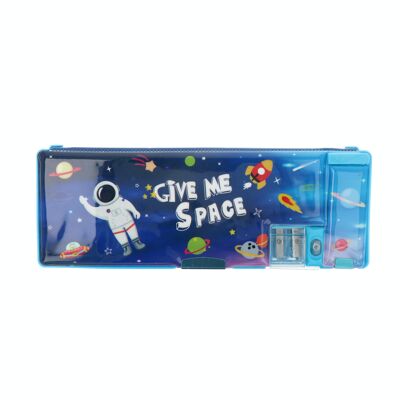 Children's Space Hard Pencil Case - Compartments - Blue