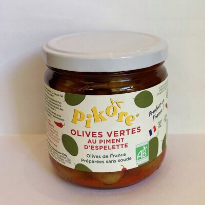 Aceitunas verdes de Francia con pimiento de Espelette - Ecológico