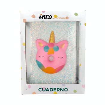 Carnet Enfant Licorne Donut - A5 - Avec paillettes 4