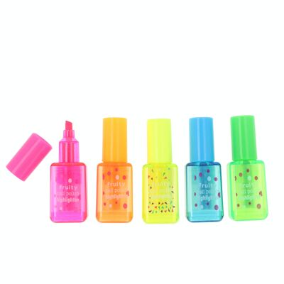 Set 5 Fluorescent Markers - Nail Polish Shape - Assorted