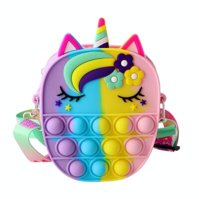 Children's Silicone Crossbody Bag - Pop-it - Unicorn