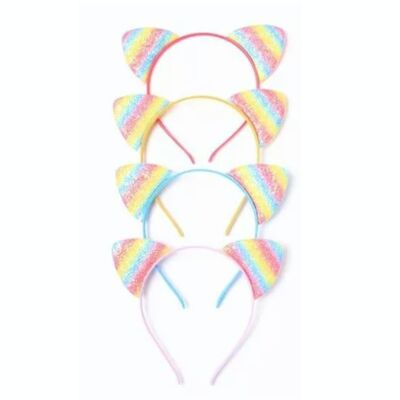 Children's Rigid Headband with Cat Ears - Rainbow