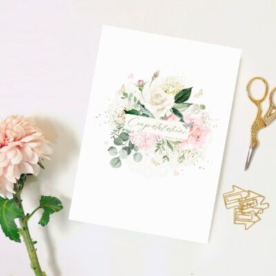 Pink And Cream Roses Congratulations Card-