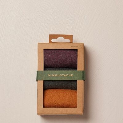 Pack of 3 Socks - Heather burgundy green and mustard