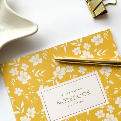 Yellow Vintage Floral Notebook-