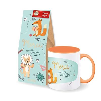 End of school year - “Thank you Lion” cup + gelled hearts gift set
