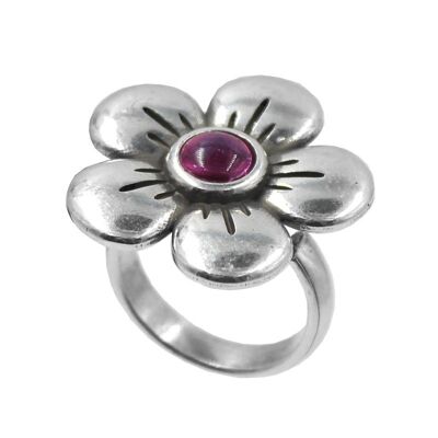 anello fiore con cristallo