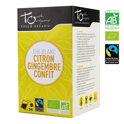 TOUCH ORGANIC - TÉ BLANCO CON LIMÓN Y JENGIBRE CONFIRMADO - 24 sobres