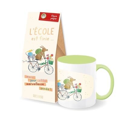 Fin d'année scolaire - Set-cadeau tasse + coeurs gélifiés « L'école »