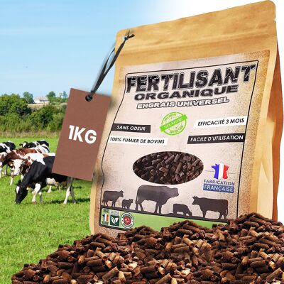 Fertilizzante naturale biologico per piante verdi, NPK, fertilizzante universale 1000 g, prodotto in Francia.100% biologico e naturale