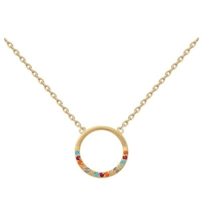 COLLIER 42CM Plaqué or cercle multicolore