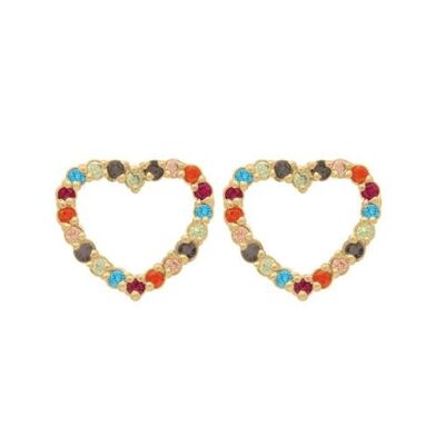 BOUCLES D'OREILLES P.LAQUE OR COEUR OZ MULTICOLORE