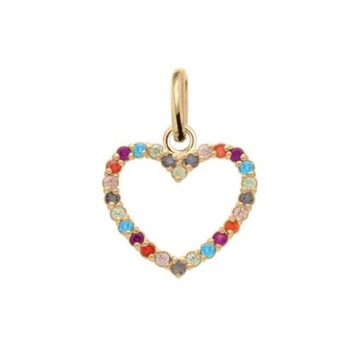 PENDENTIF PLAQUE OR COEUR MULTICOLORE