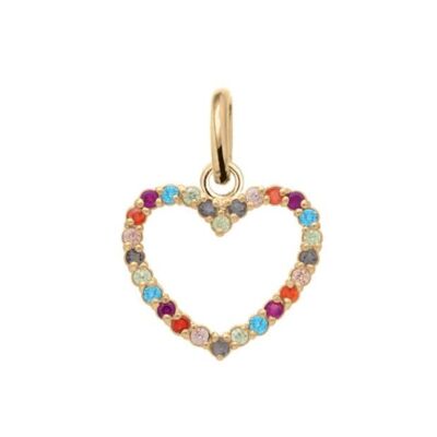 MULTICOLORED HEART GOLD PLATED PENDANT