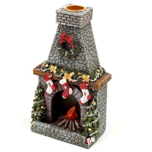 BackF-46 - Christmas Fireplace Backflow Incense Burner - Sold in 3x unit/s per outer