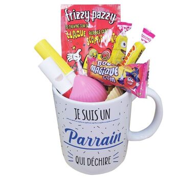 MUG "Je suis un parrain qui déchire" bonbons rétro 80 - Cadeau Parrain 2