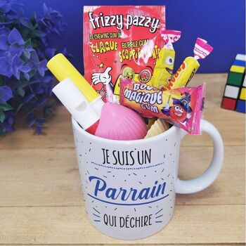 MUG "Je suis un parrain qui déchire" bonbons rétro 80 - Cadeau Parrain 5