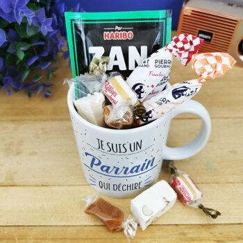 MUG "Je suis un parrain qui déchire" bonbons rétro 60 - Cadeau Parrain 3