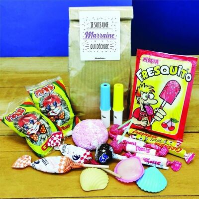 Bolsa de chuches de los años 70 "Soy una madrina que mola" - Regalo madrina