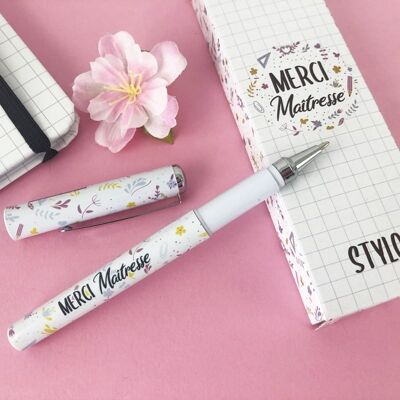 Stylo « Merci maîtresse » – Cadeau maîtresse - Collection florale