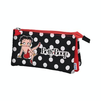 Dohe - Estuche Portatodo Triple - 3 Compartimentos con Cremallera - Tamaño 22 x 12,5 x 2,5 cm - Betty Boop