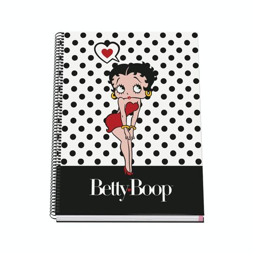 Dohe - Cuaderno Escolar con Cuadrícula - 100 Hojas - Tapa Dura - Tamaño 22,8x30 cm (A4) - Betty Boop