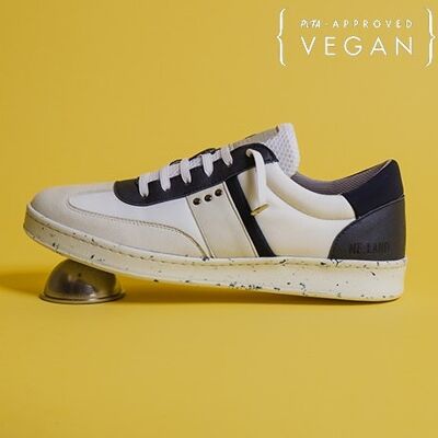 Recycled and vegan VIVACE sneaker in white and navy / Collaboration ME.LAND x ADDRESS