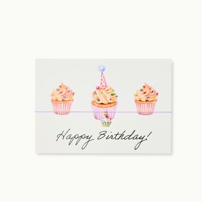 Carte bracelet : Joyeux anniversaire Cupcake