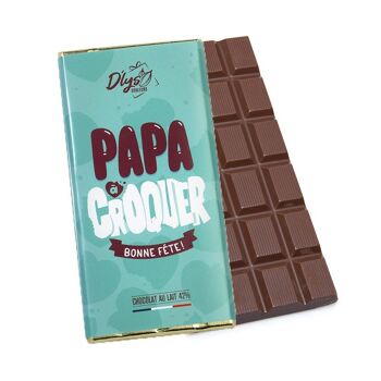 Tablette de chocolat "Papa à Croquer" - Chocolat au lait 42% 2