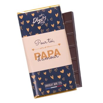 Tablette de chocolat  "Papa d'Amour" - Chocolat noir 72% 1