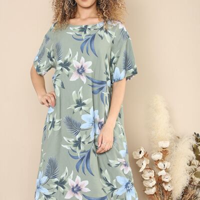 Floral print linen summer dress