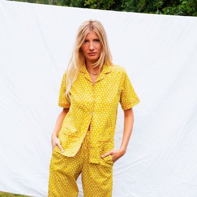 Pyjama Camille manches courtes Imprimé moutarde