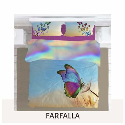 Bedspread with very high quality Photographic Print - 100% Finest Cotton Four-Leaf Clover (BUTTERFLY - Double)