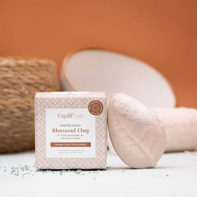 Solid shampoo with rhassoul clay