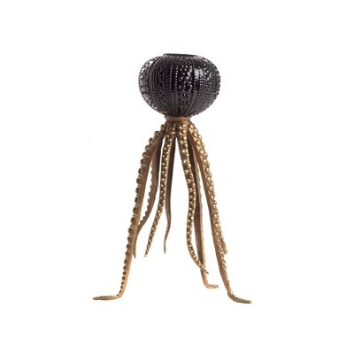 PORTAVELAS PULPO BRONCE NEGRO SS