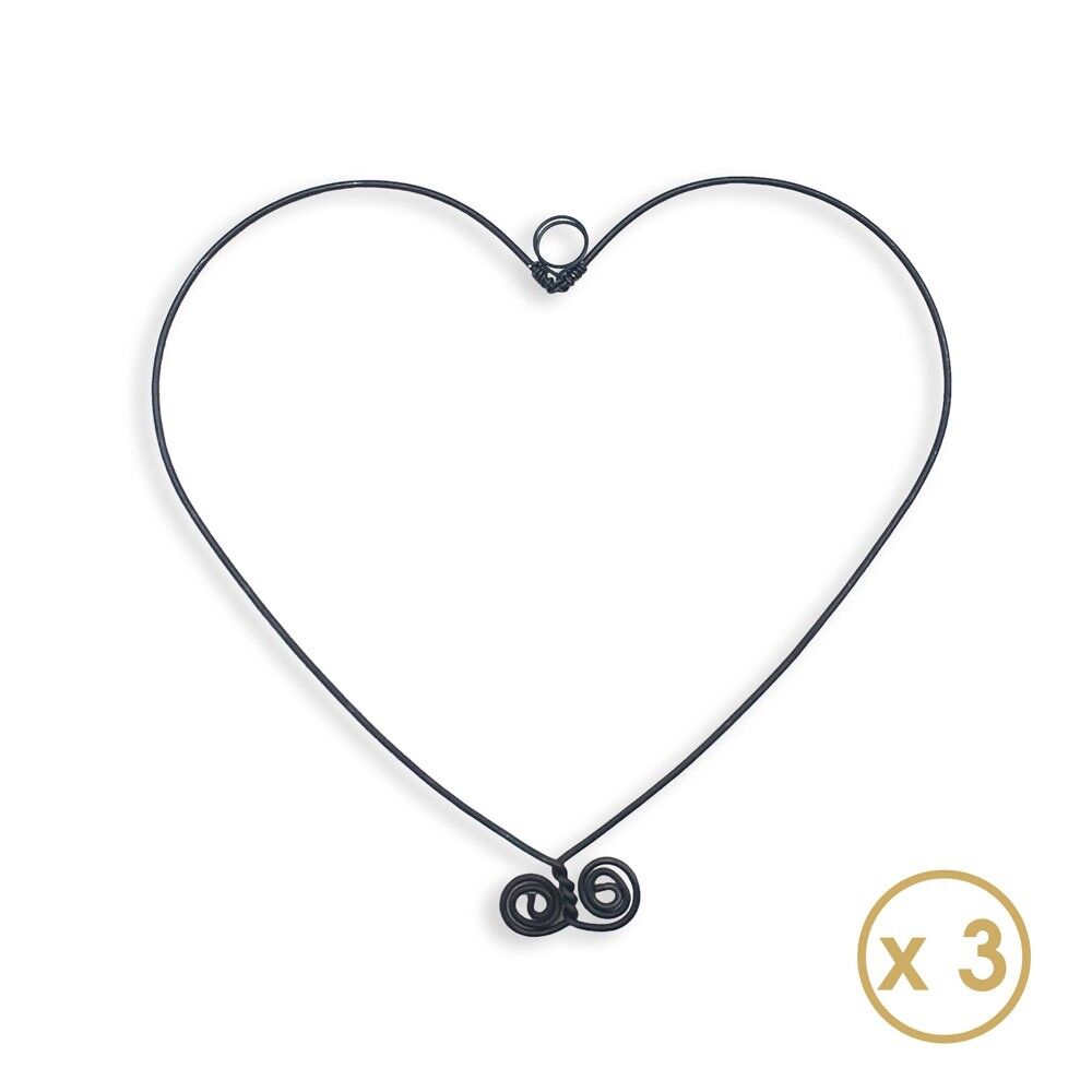 Cuore in filo metallico "Middle Hearts Trio" (set di 3) - Decorazione da parete da appendere al muro - Regalo per la Festa della Mamma/San Valentino